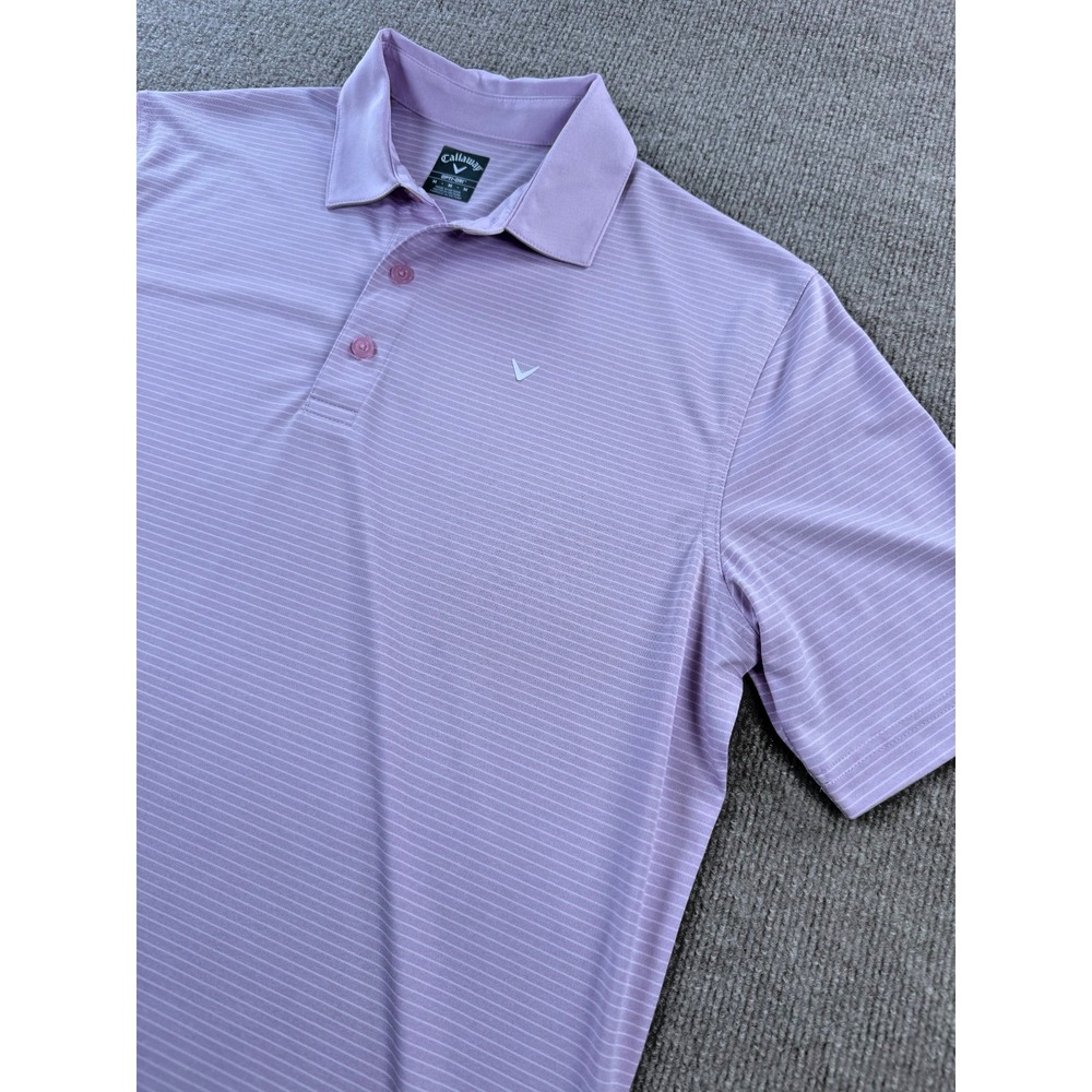 Callaway Opti-Dri Mens Med‎ Stripe Short Sleeve Performance Stretch Golf Polo